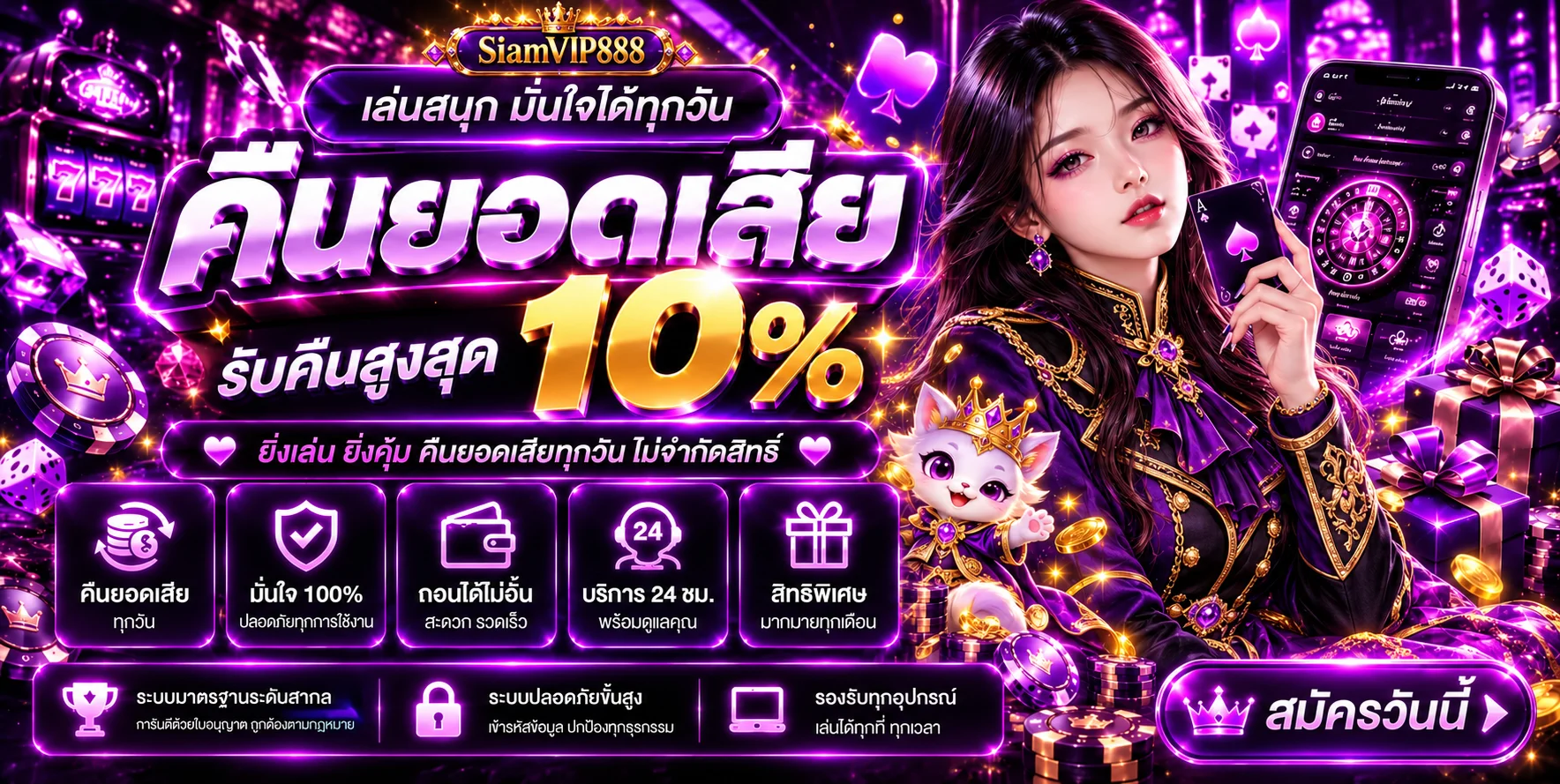 สล็อตออนไลน์ SiamVIP888 พร้อมโปรโมชั่นคืนยอด